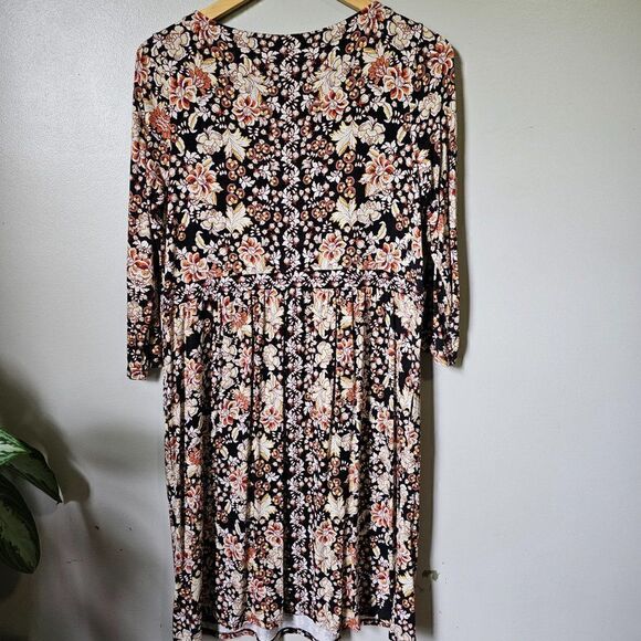 EUC J. JILL FLORAL 3/4 SLEEVES SOFT BABY DOLL DRESS SIZE SMALL WOMENS - Picture 2 of 16